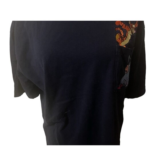 VINTAGE Disney Eeyore & Tigger Embroidered Pocket T-Shirt SZ Large Blue Adult - Picture 6 of 16